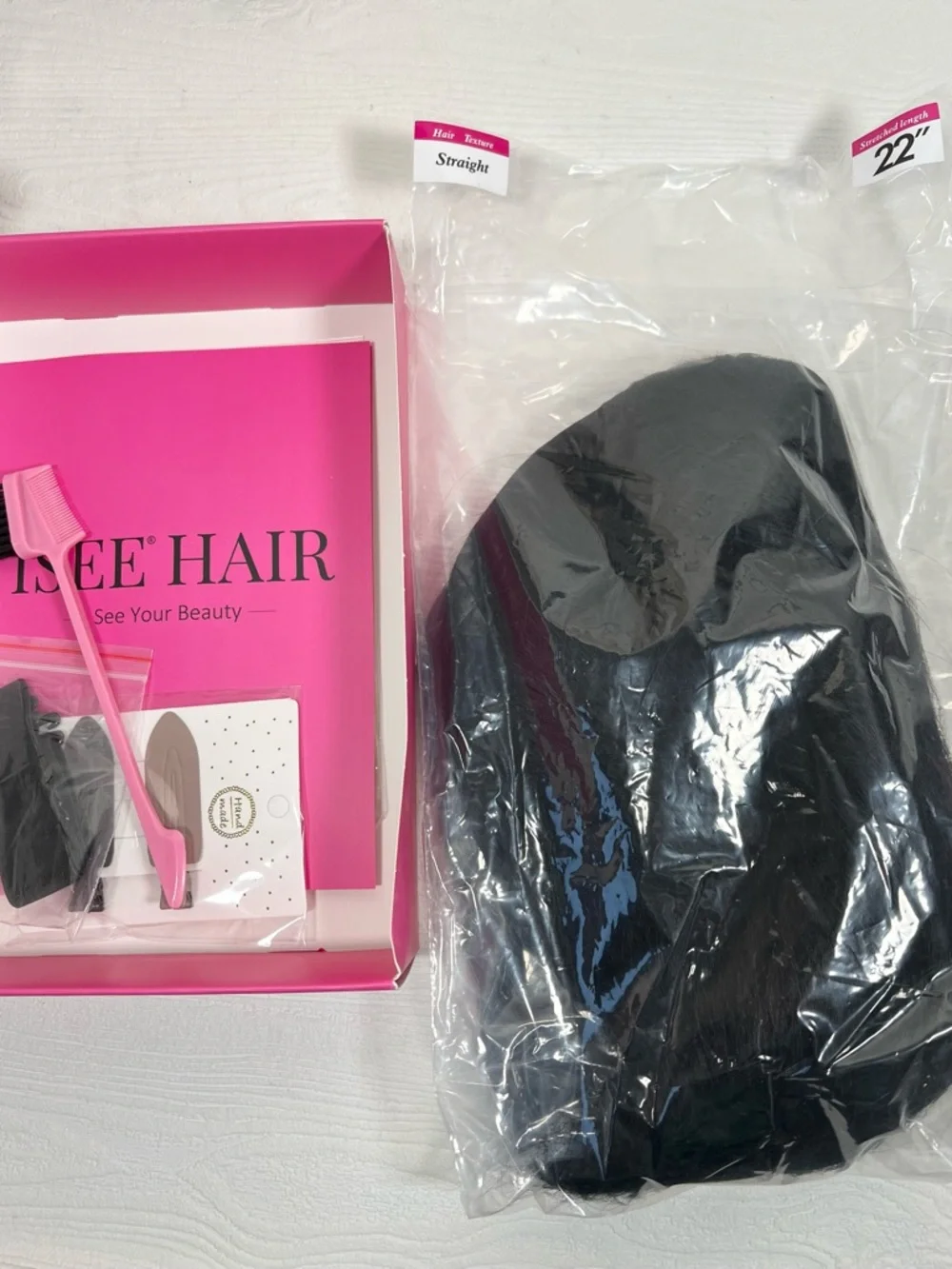 ISEE Natural Black Human Hair Straight 22 Inch Half Wig